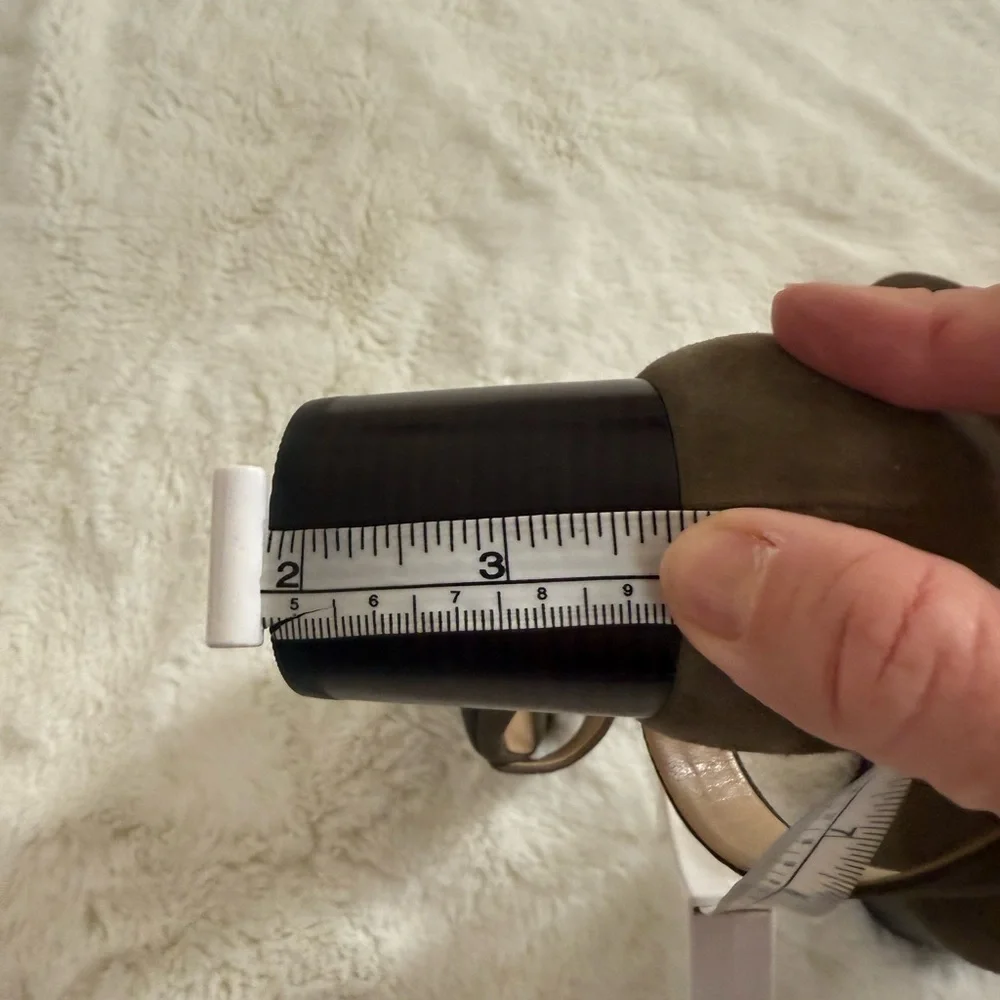 👠 MICHAEL KORS Suede Olive Green Ankle Strap Block Heels 8 - Picture 8 of 9